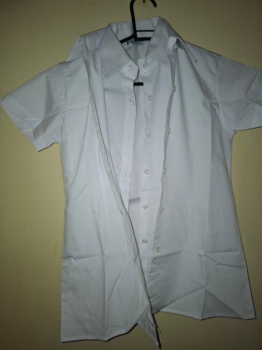 Pre-Loved Pack of 2 Short Sleeve Girls Easy Iron blouses White Age 7-8
